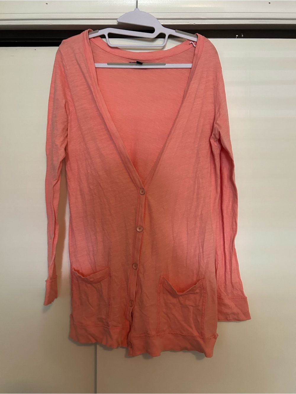 American Eagle Coral Button-Front Women’s Cardigan Sweater